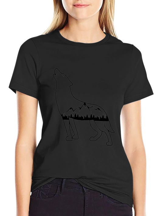 Wolf & Mountain Graphic Tee - Black