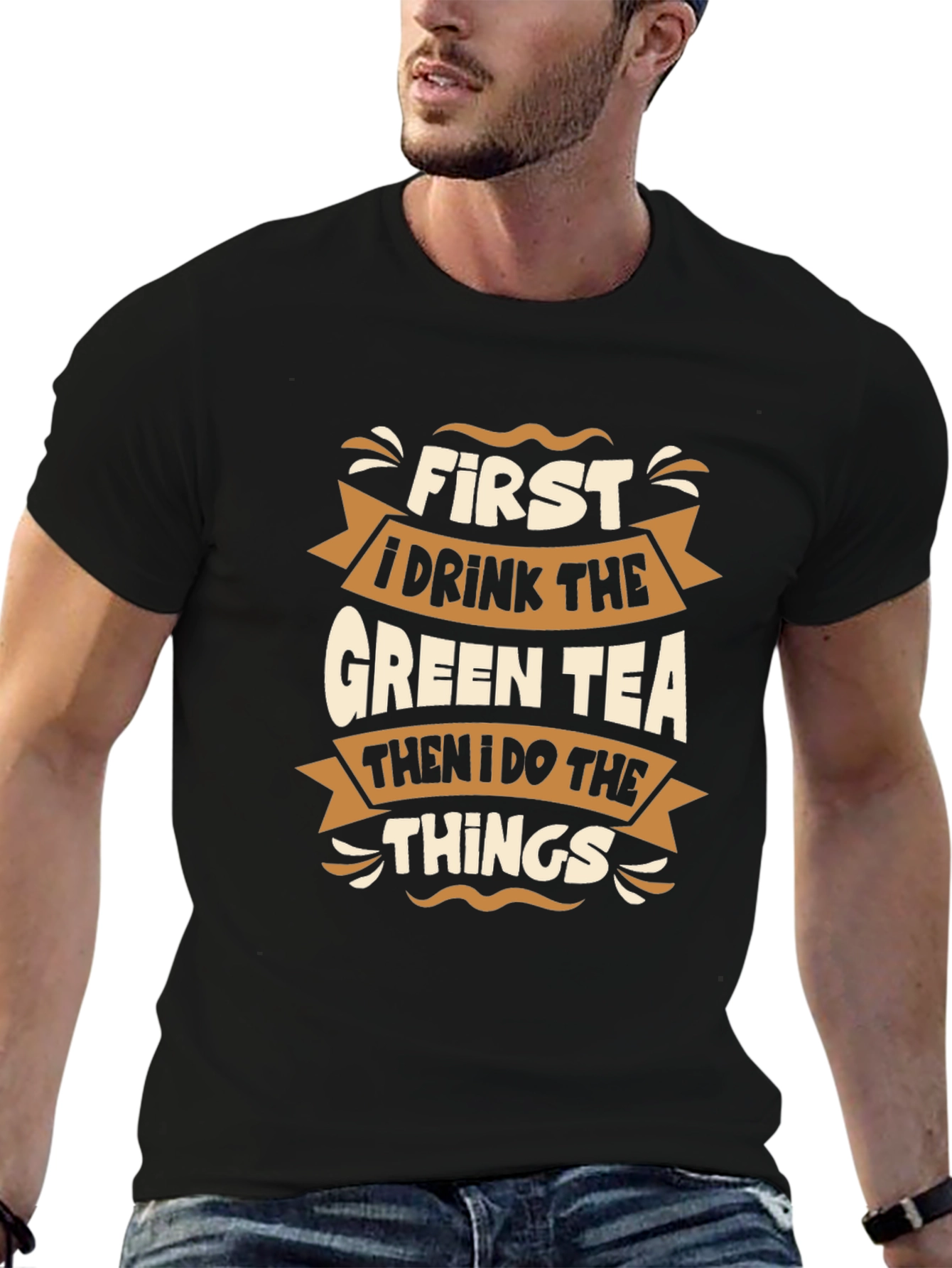 Green Tea Lover Black T-Shirt