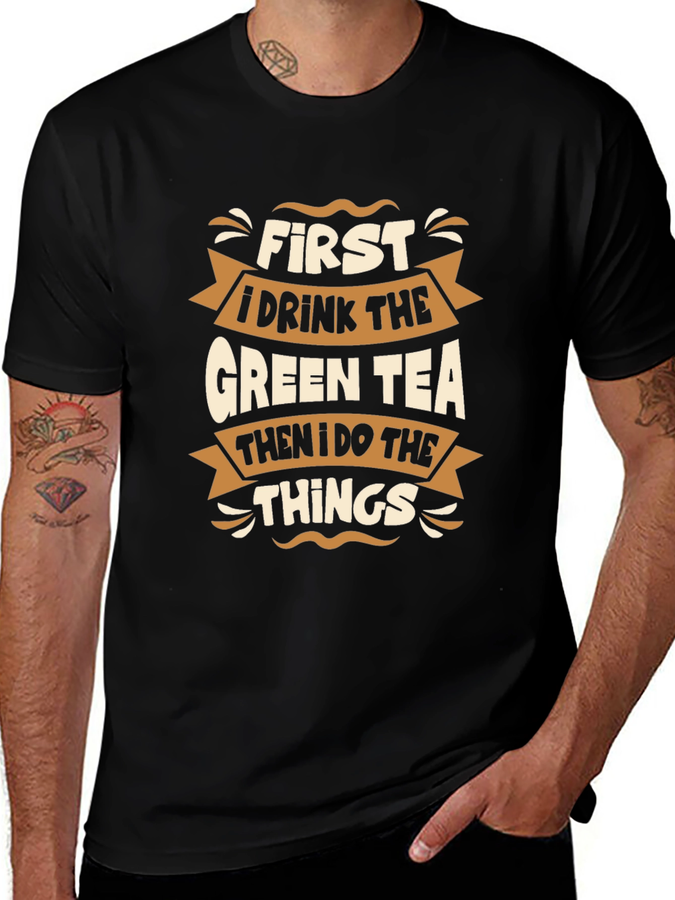 Green Tea Lover Black T-Shirt