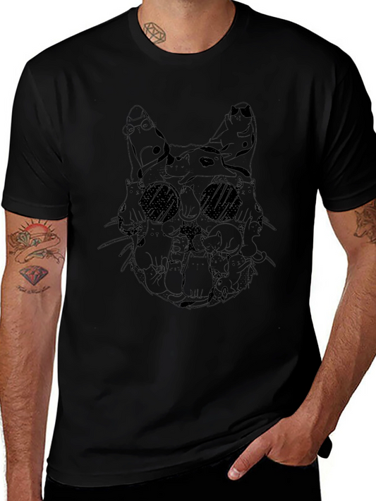 Cat Skull Graphic Tee - Unique Design