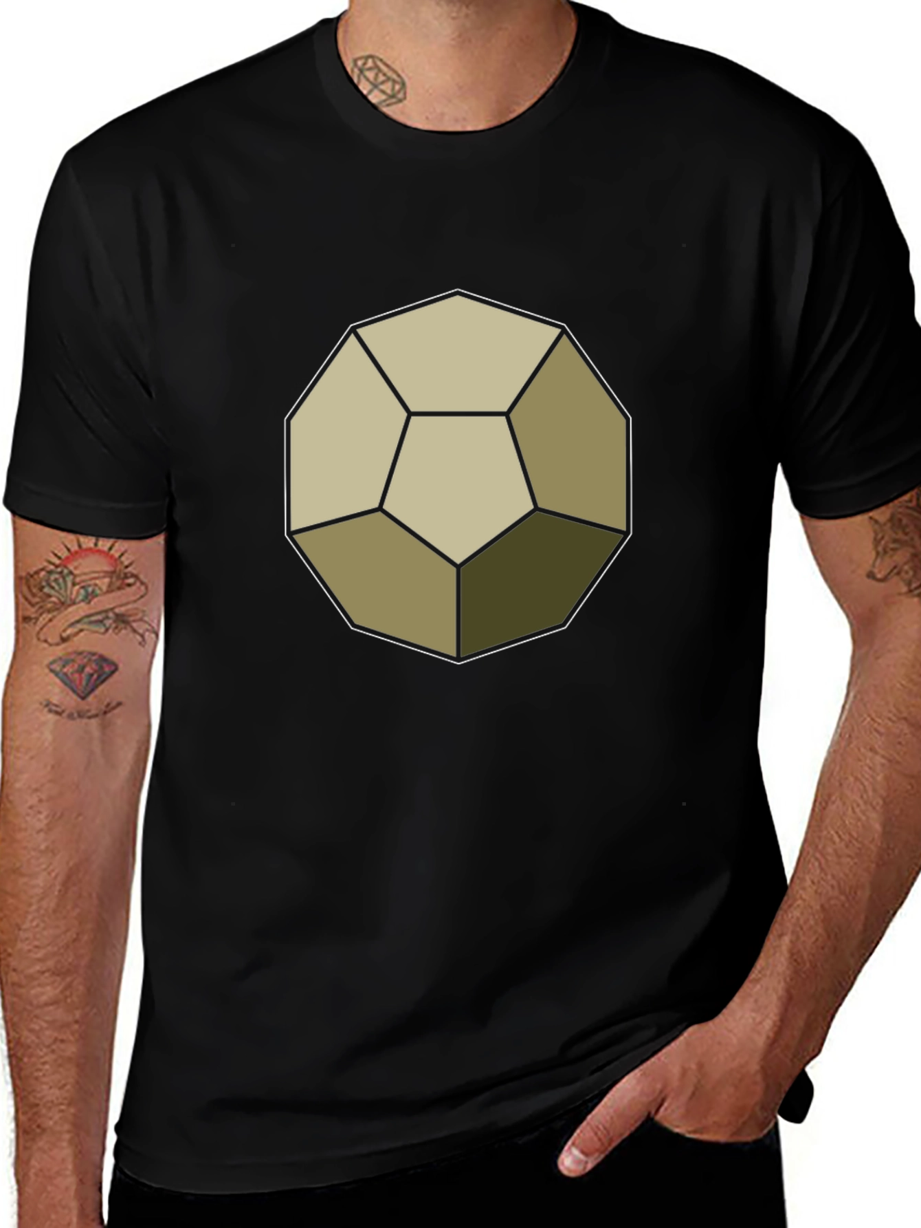 Geometric Dodecahedron Graphic Tee - Modern Casual Style
