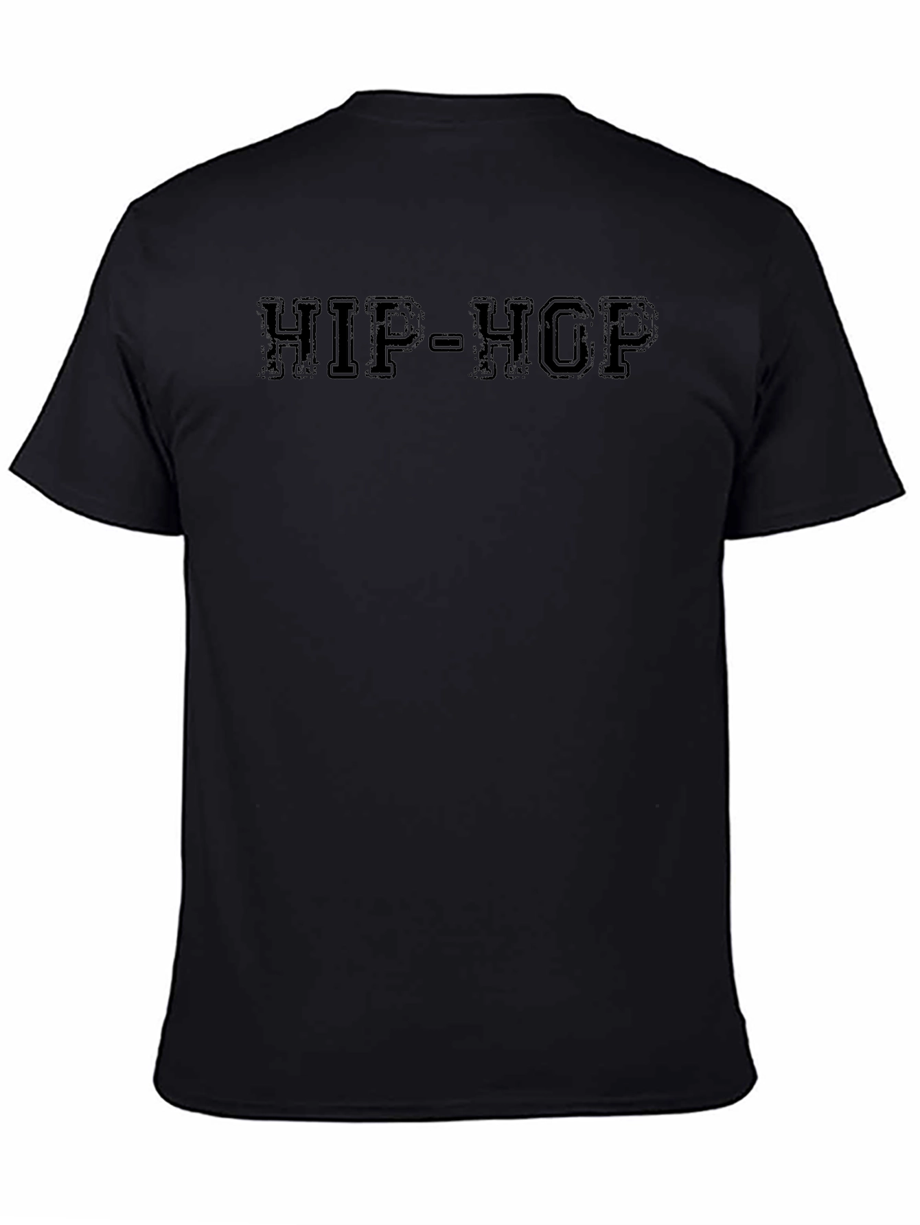 HIP-HOP Black Crew Neck T-Shirt