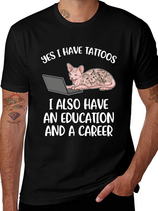 Tattooed Cat Laptop T-Shirt - Sarcastic & Unique!