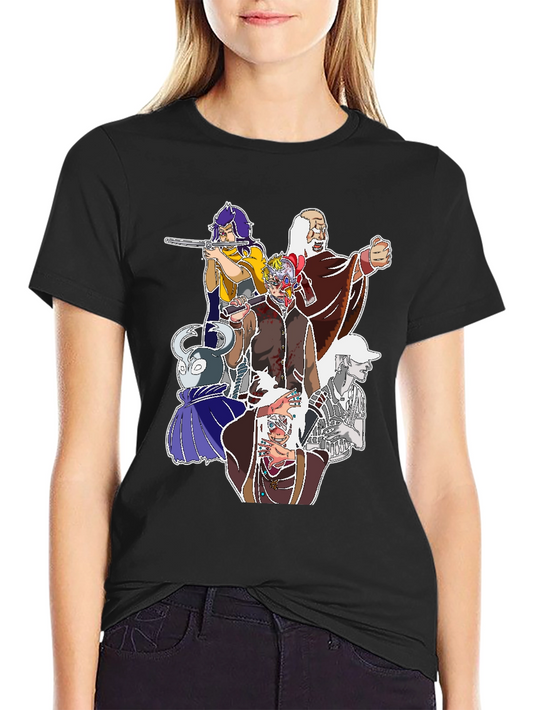 Unique Cartoon Graphic Print Black Tee