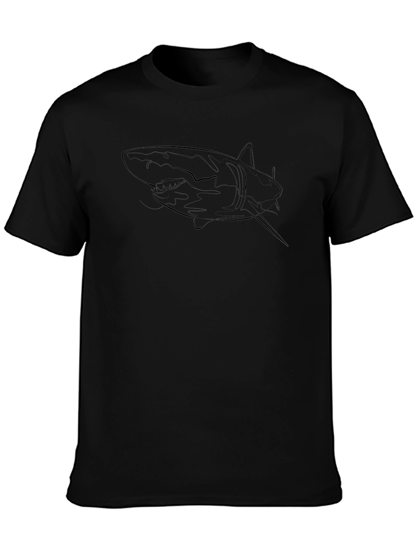 Black Shark Outline Graphic T-Shirt