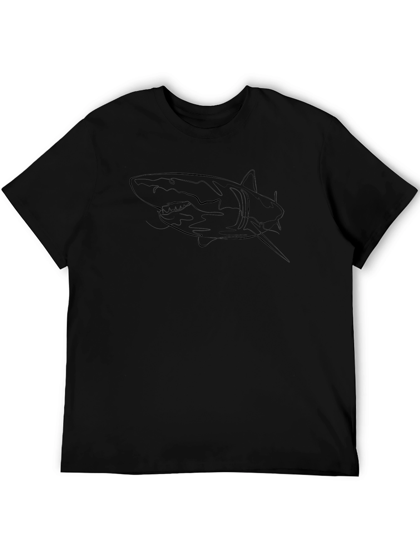 Black Shark Outline Graphic T-Shirt