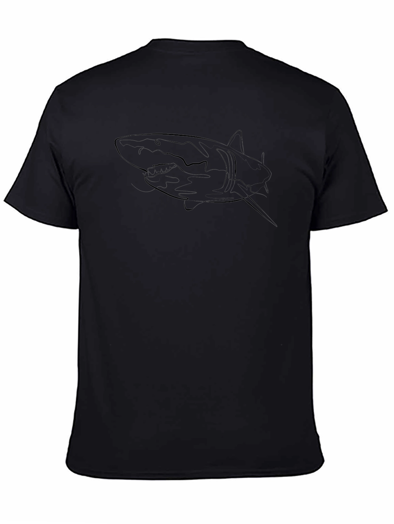 Black Shark Outline Graphic T-Shirt