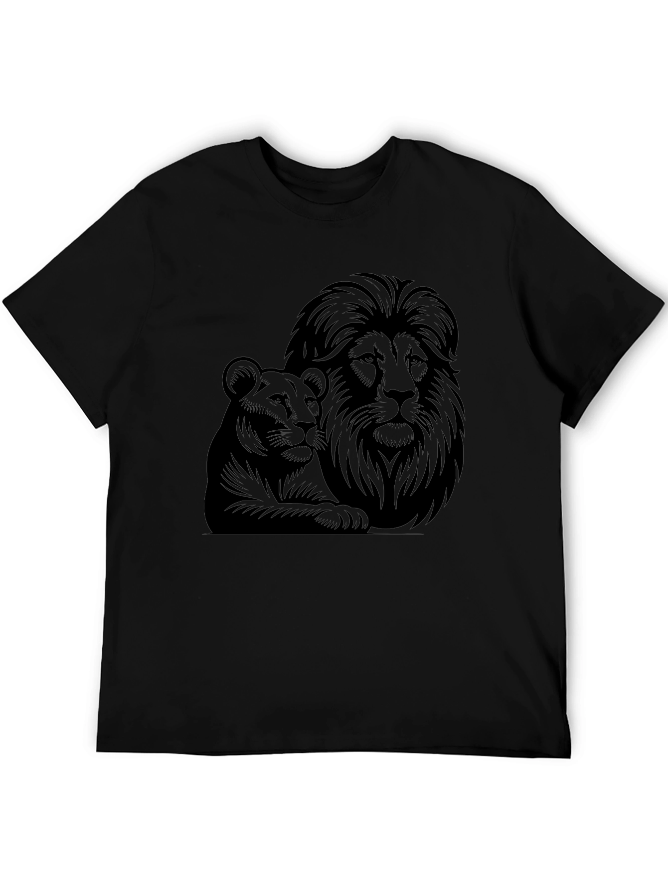 Lion & Lioness Graphic Tee - Black Unisex T-Shirt