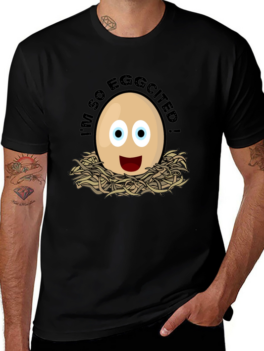 Eggcited Humor Graphic T-Shirt