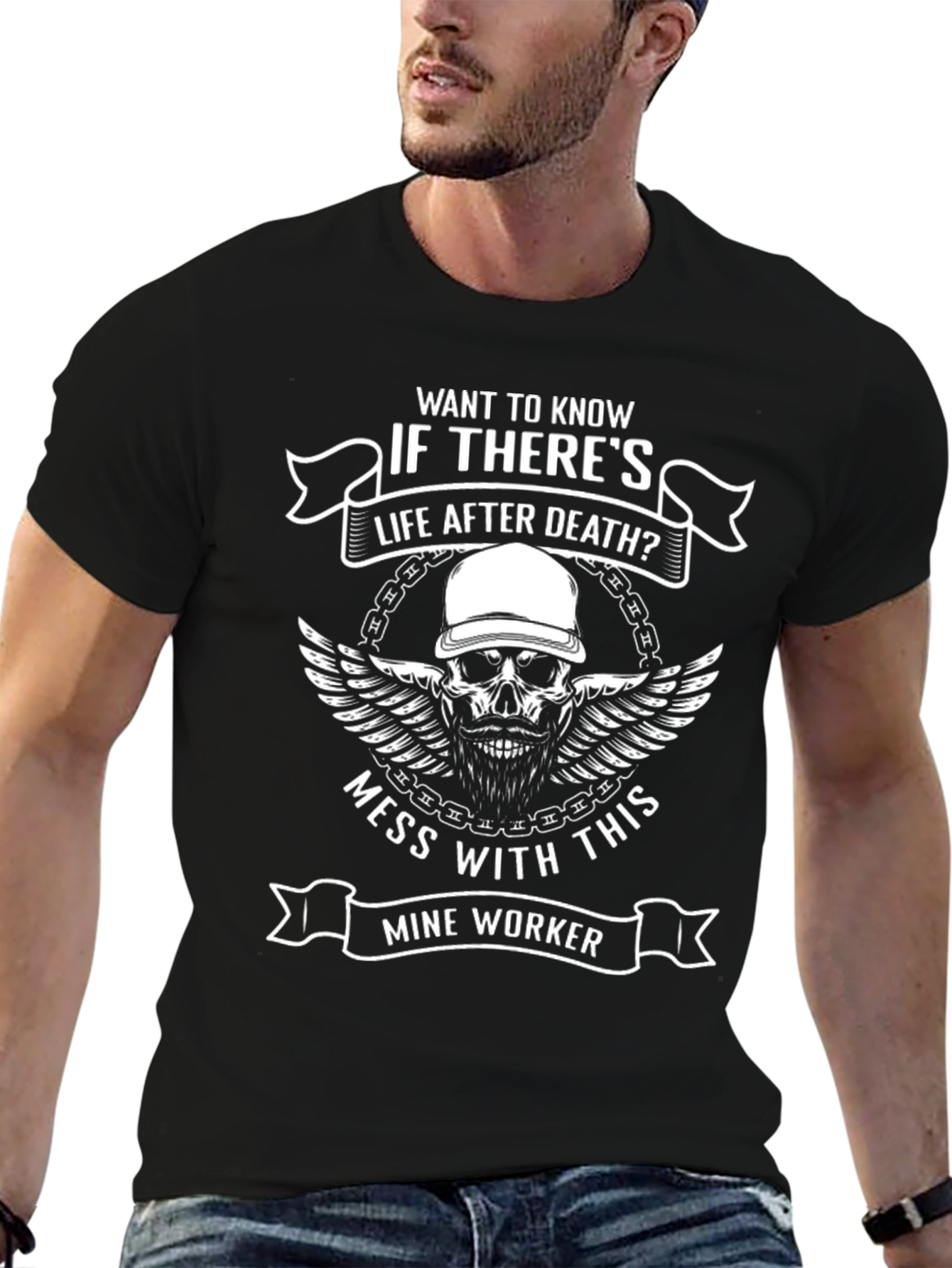 Mine Worker Skull Graphic Tee