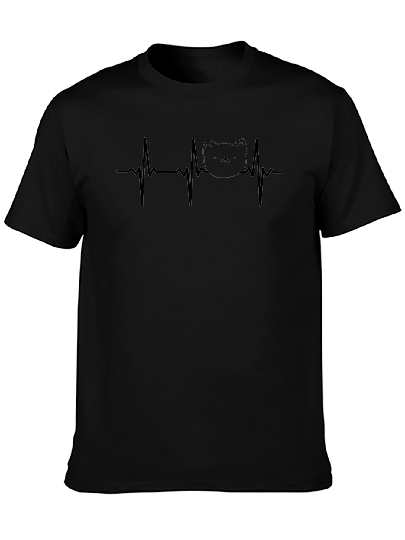 Cat Heartbeat T-Shirt - Black