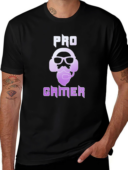 Pro Gamer Black T-Shirt - Gaming Headset Beard Design
