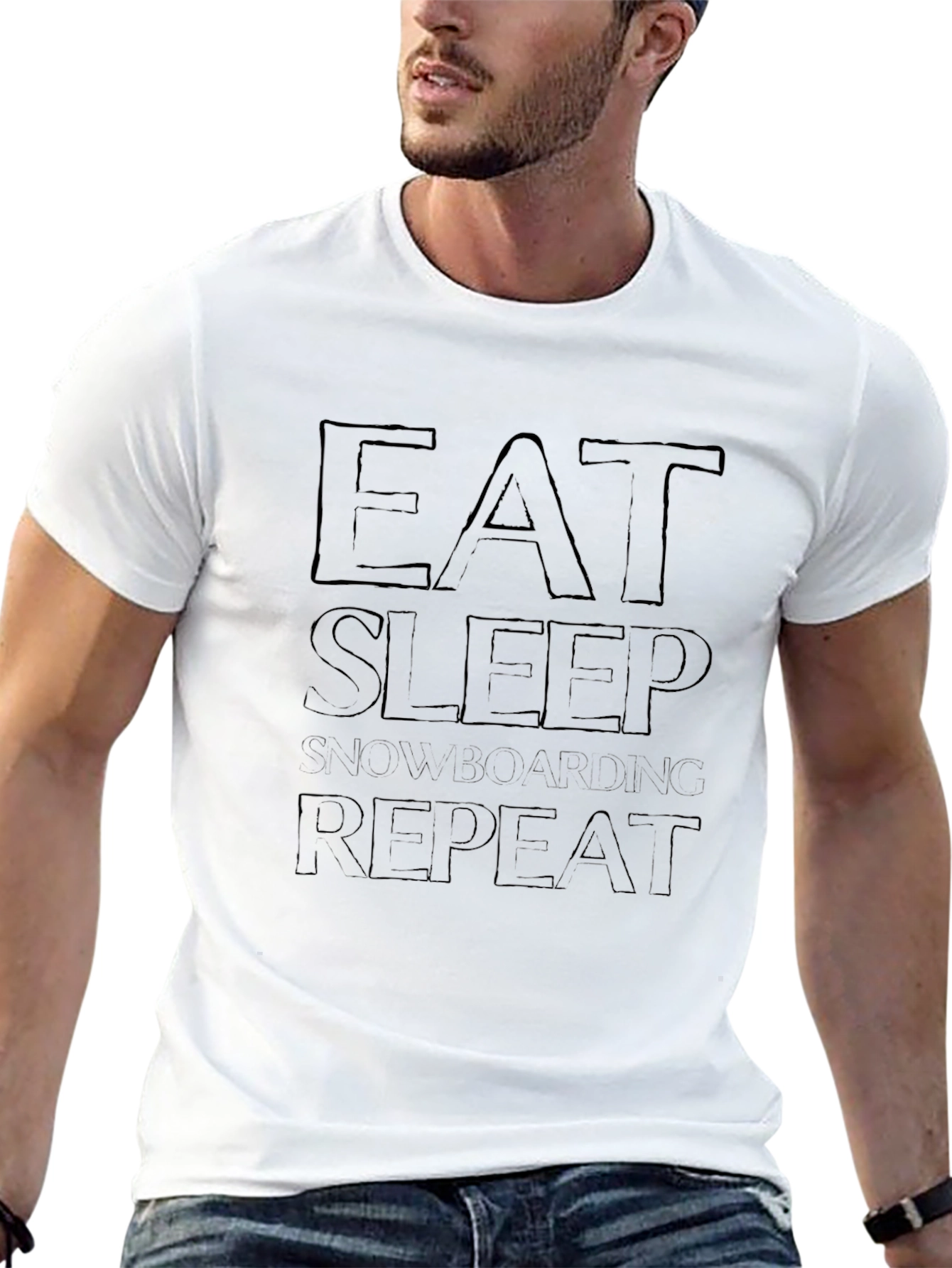 Eat Sleep Snowboarding Repeat Black Graphic Tee