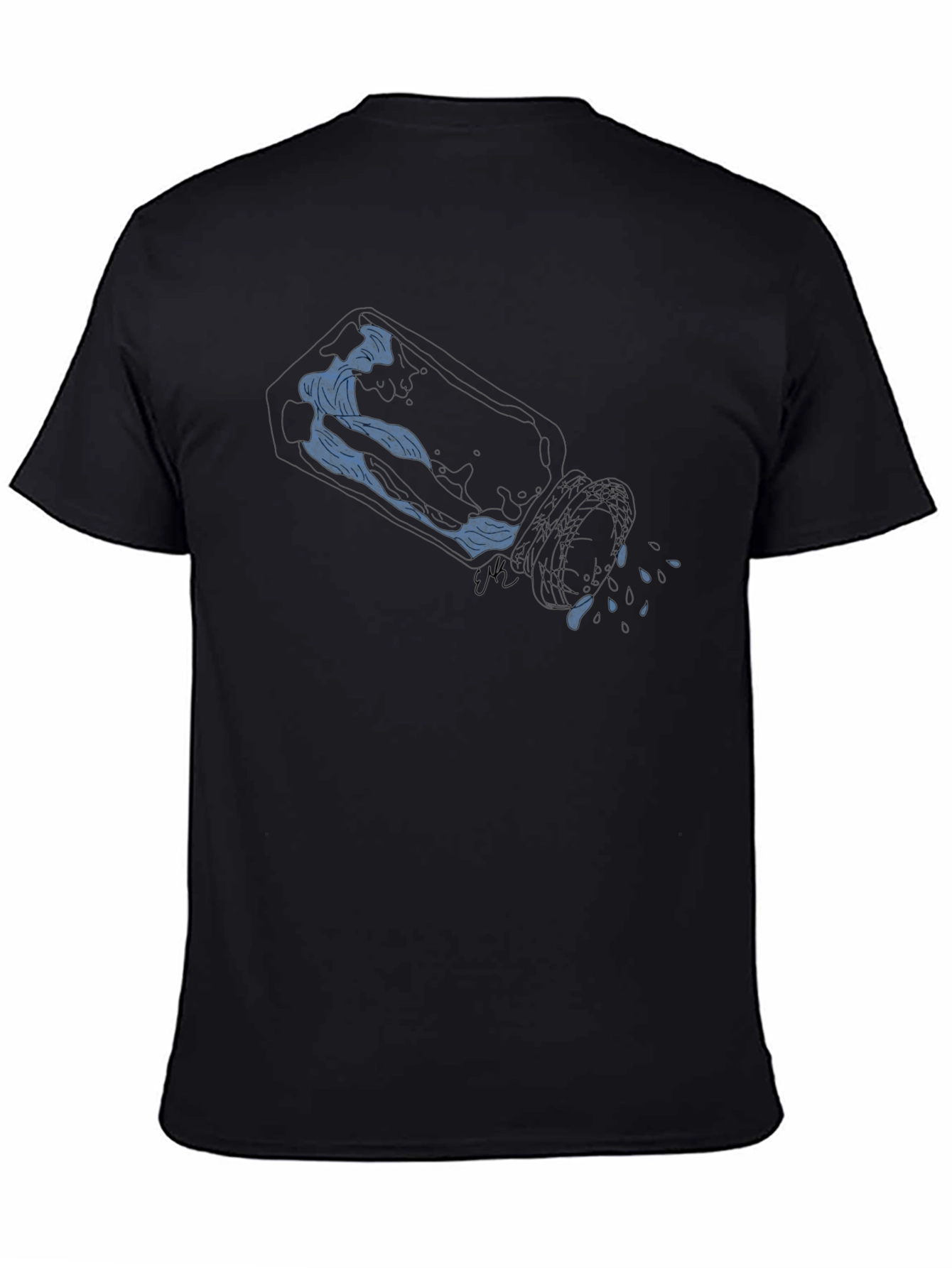 Blue Wave Graphic Black T-Shirt