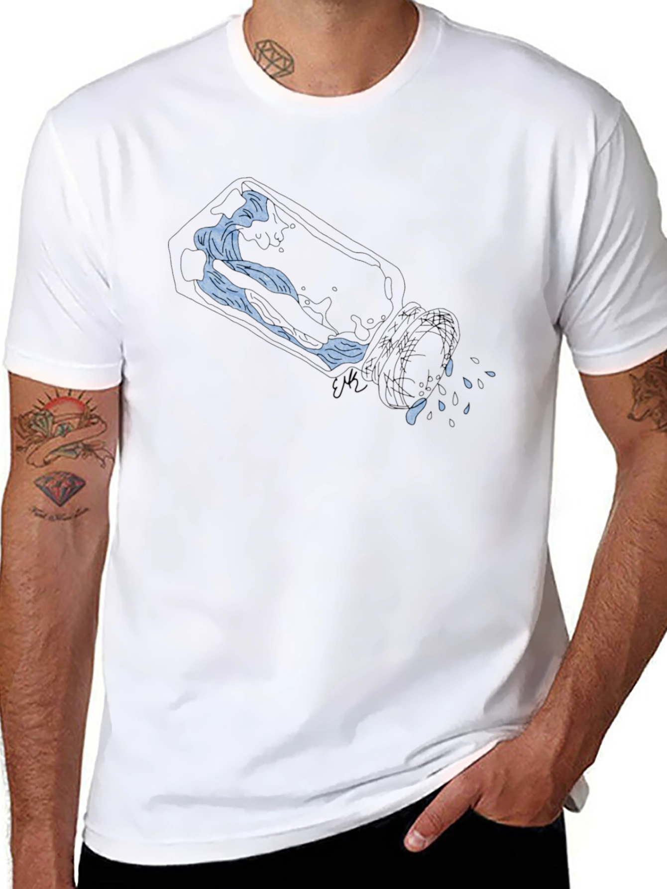 Blue Wave Graphic Black T-Shirt