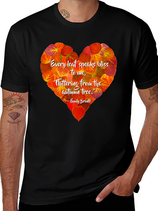 Autumn Leaves Heart T-Shirt - Emily Bronte Quote