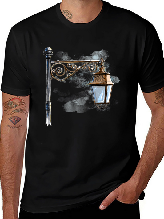 Vintage Street Lamp Graphic Tee - Black