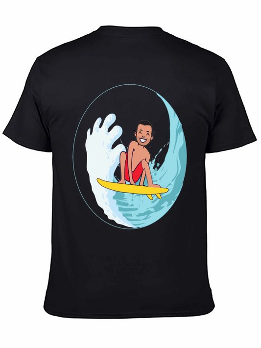 Surfer Dude Graphic T-Shirt - Black
