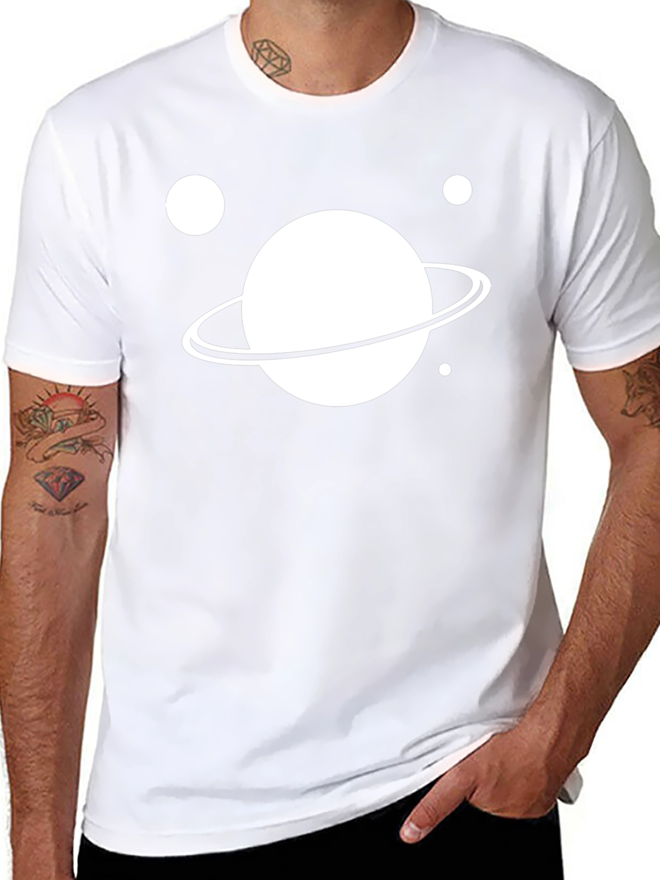 Planet Graphic Tee - Black Cotton Casual Shirt