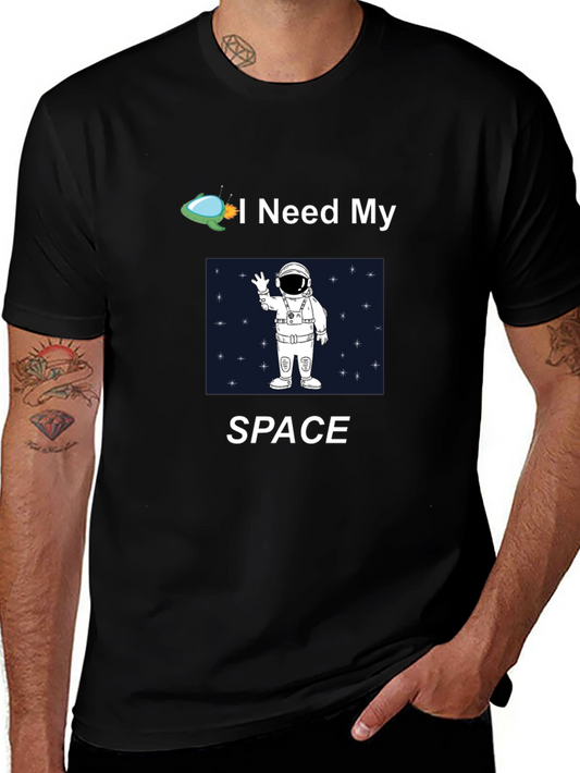 I Need My Space Black T-Shirt - Astronaut Graphic Tee