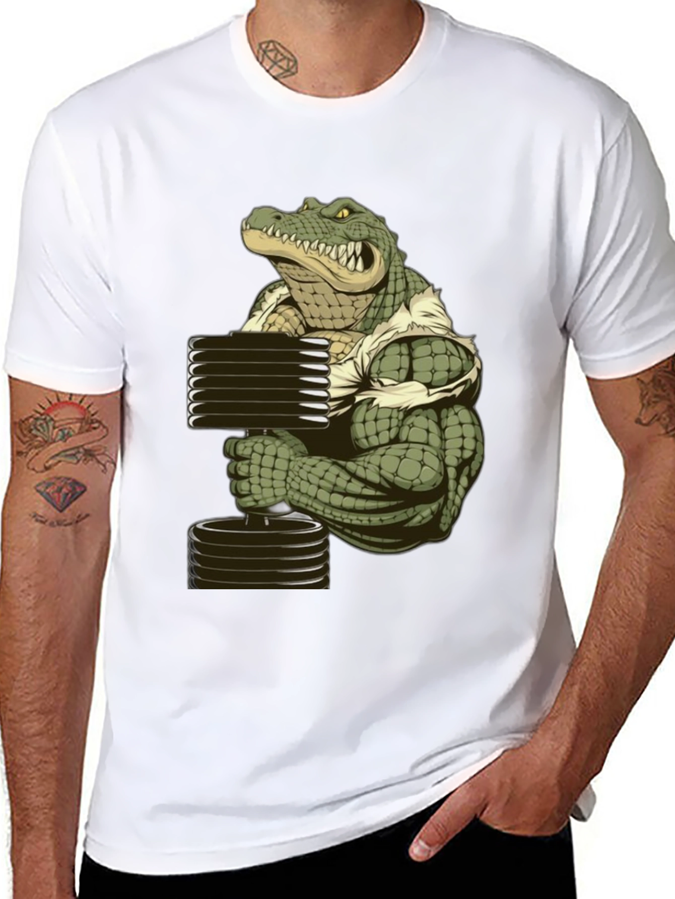 Muscle Gator Lifting Weights T-Shirt - Black