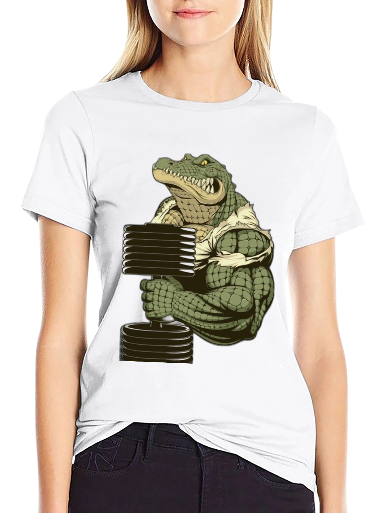 Muscle Gator Lifting Weights T-Shirt - Black