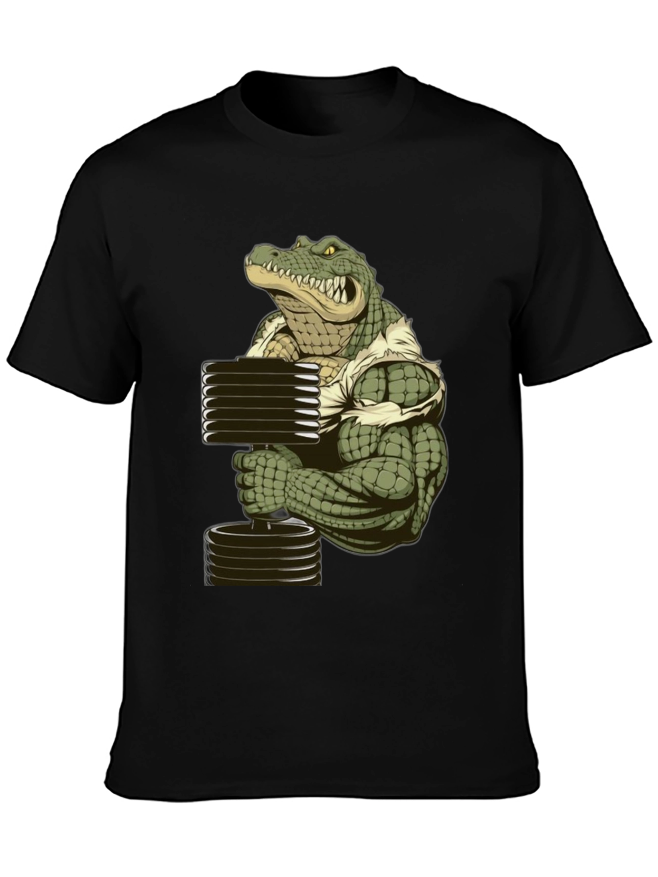 Muscle Gator Lifting Weights T-Shirt - Black