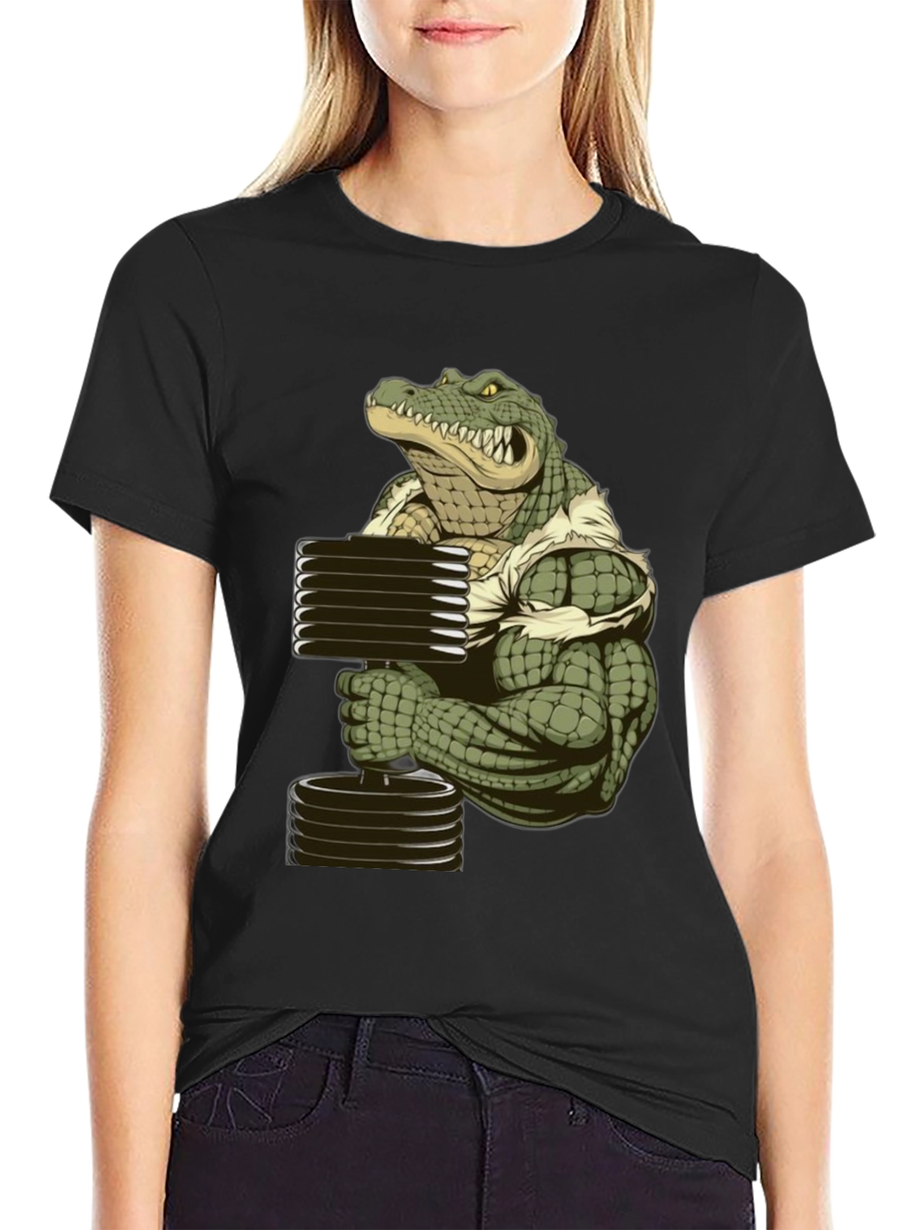 Muscle Gator Lifting Weights T-Shirt - Black