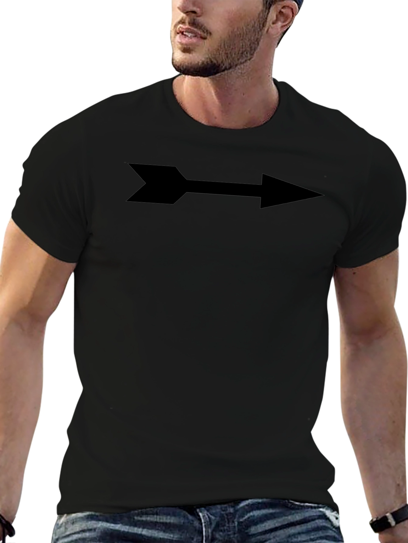 Arrow Graphic Tee - Casual Black T-Shirt