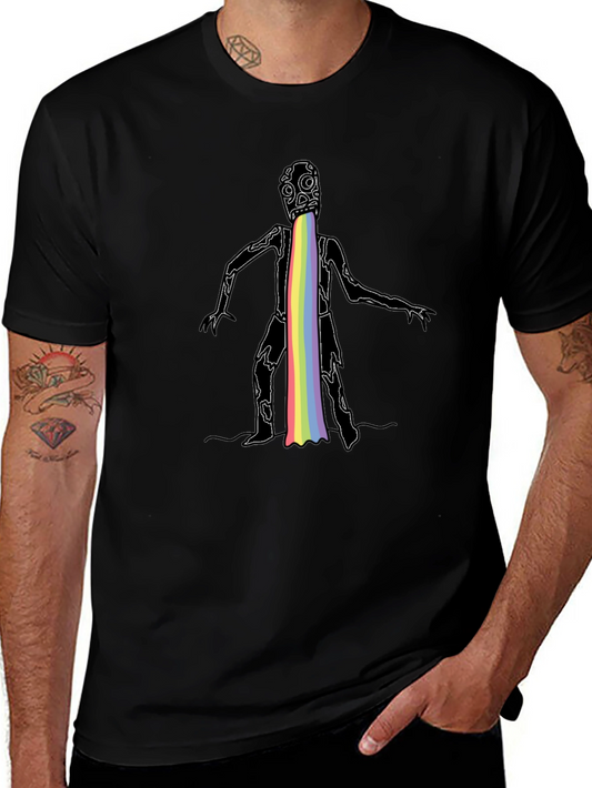 Rainbow Puke Monster Graphic Black T-Shirt