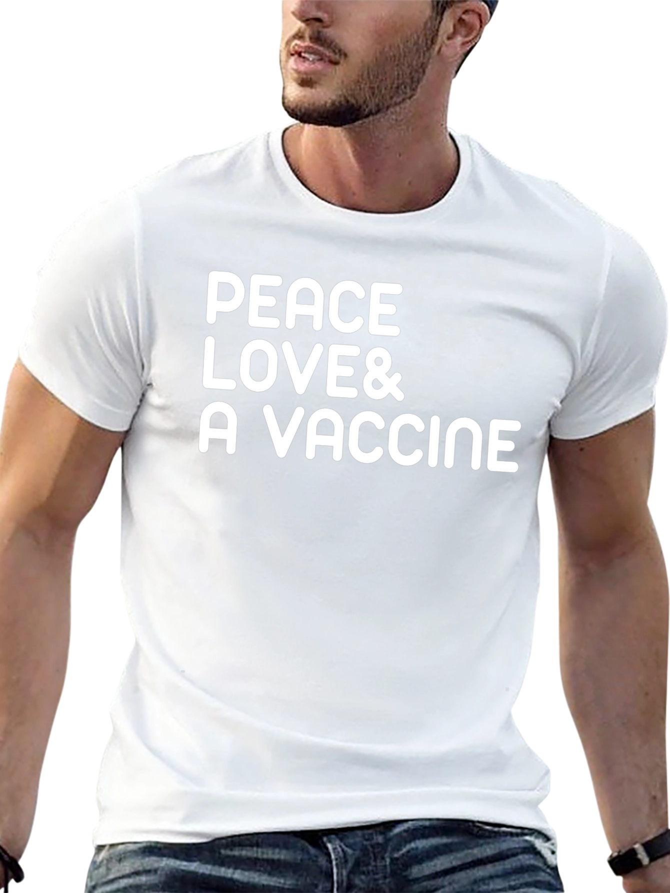 Peace Love & A Vaccine Black T-Shirt