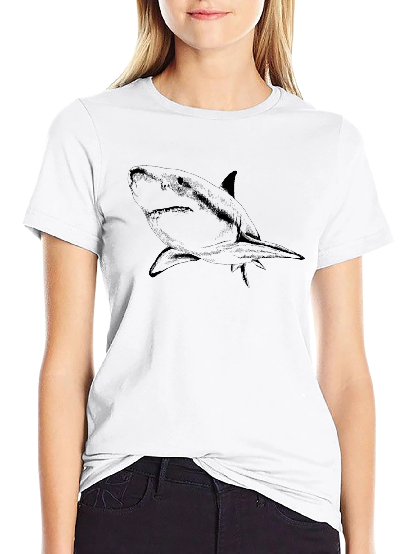 Mens Black Shark Graphic T-Shirt