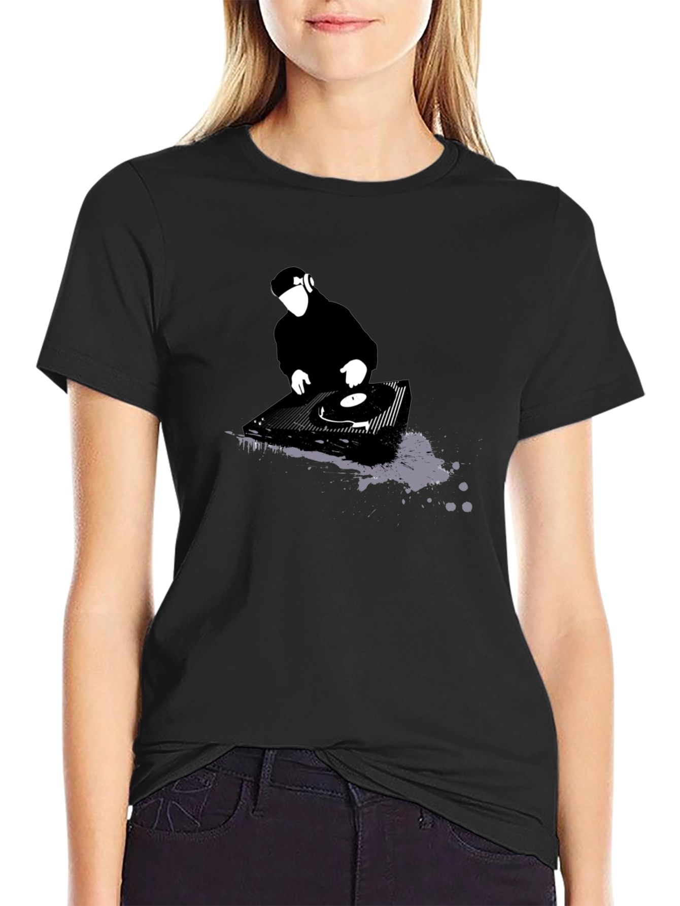 DJ Turntable Graphic T-Shirt - Black Cotton Tee