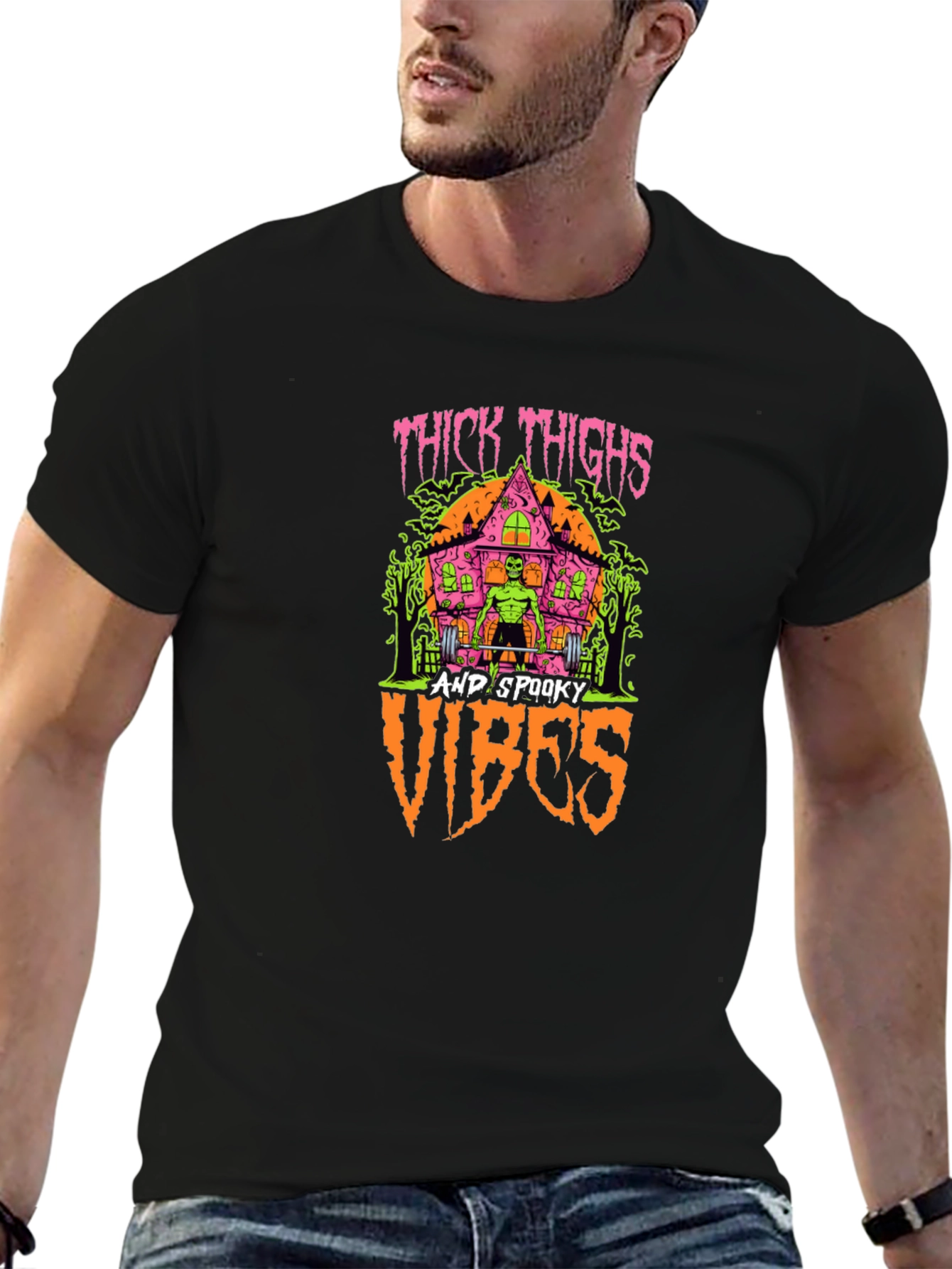 Thick Thighs & Spooky Vibes Graphic T-Shirt