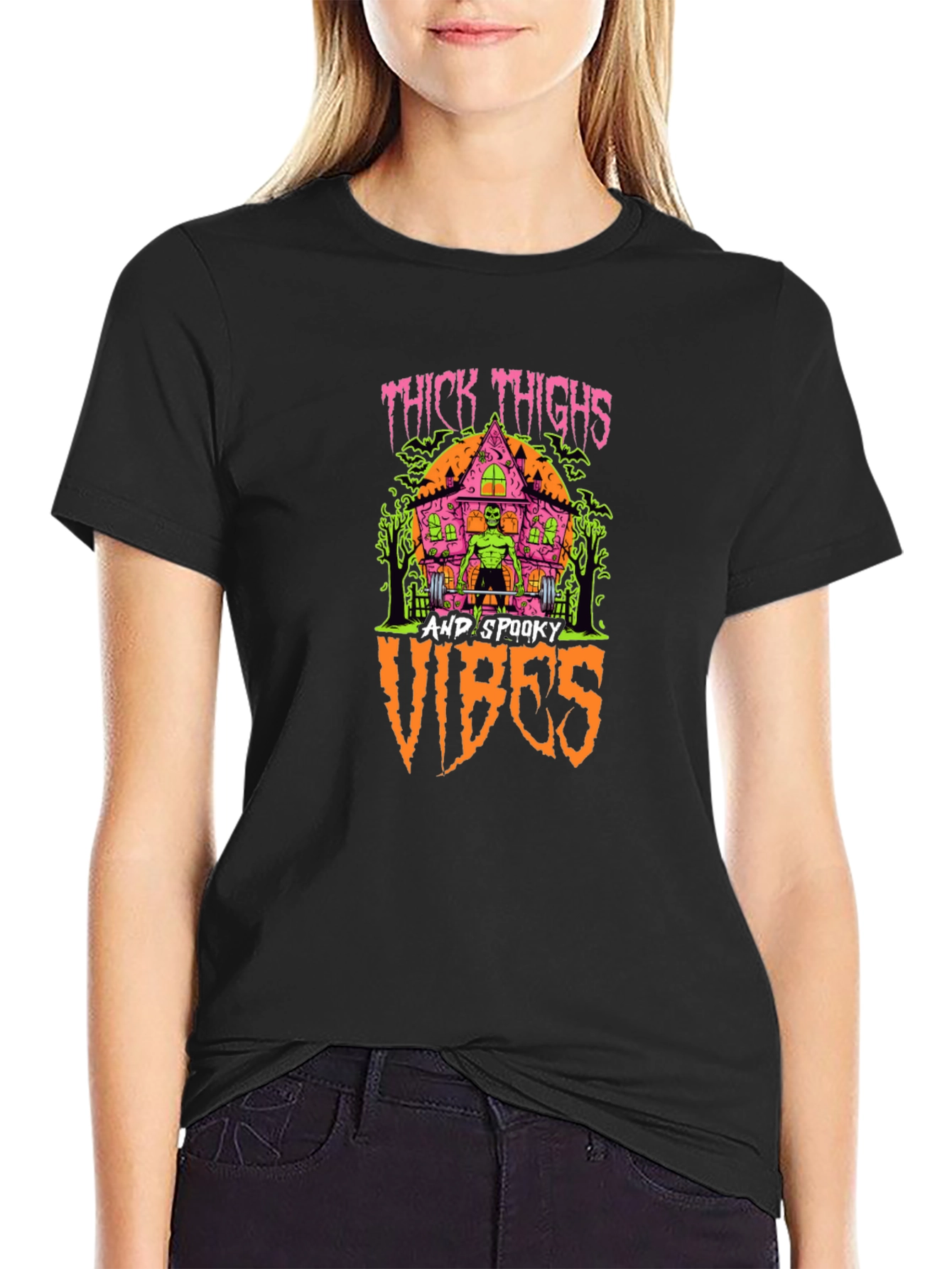 Thick Thighs & Spooky Vibes Graphic T-Shirt
