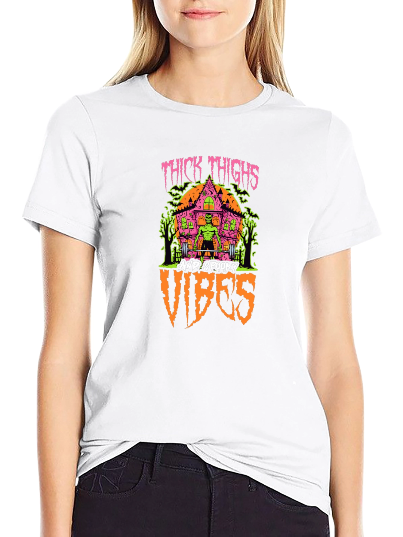 Thick Thighs & Spooky Vibes Graphic T-Shirt
