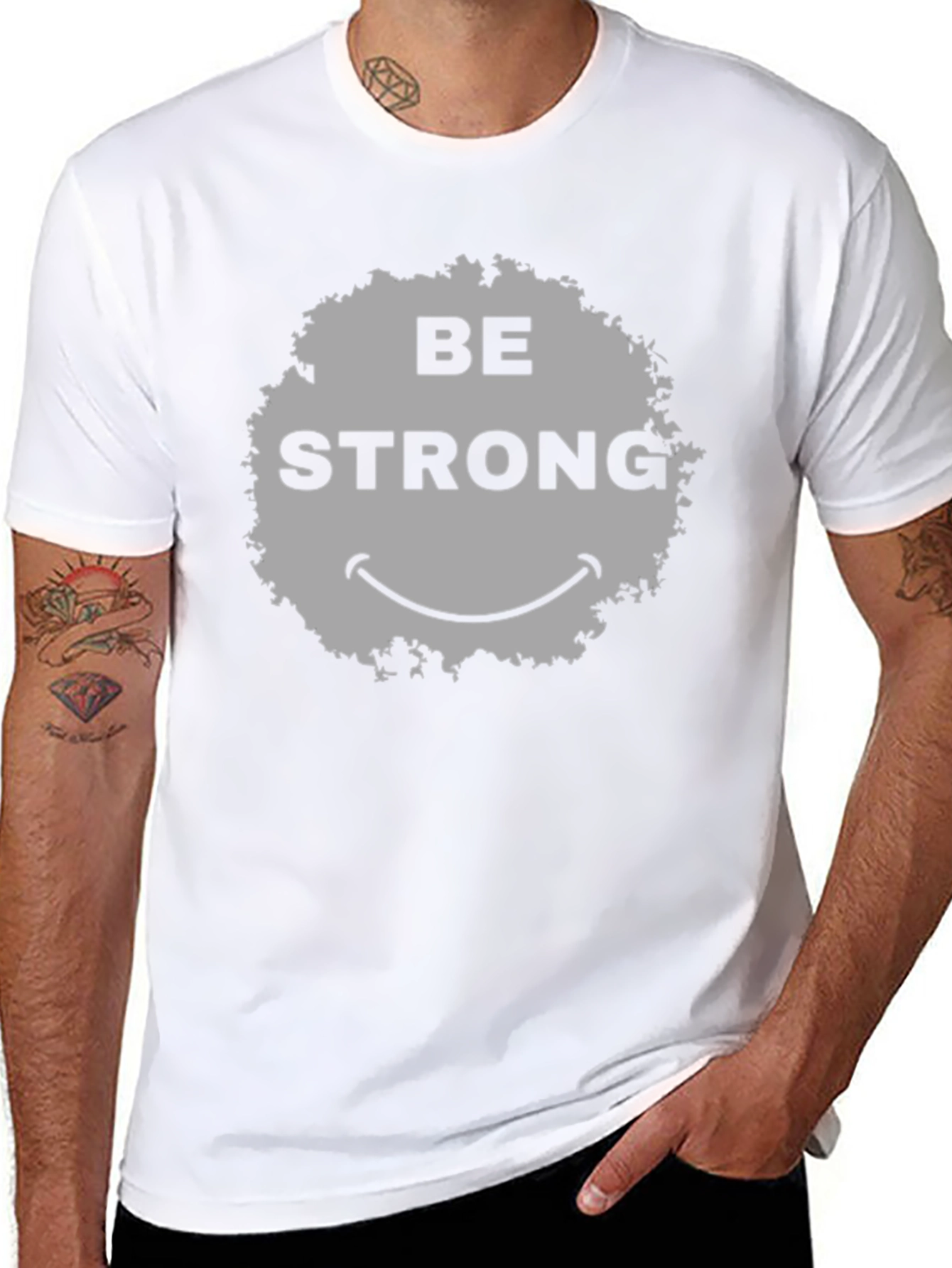 Be Strong Smiley Face Graphic T-Shirt