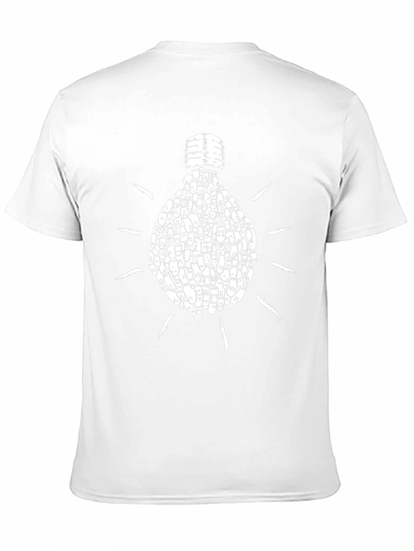Creative Light Bulb Faces Graphic Tee - Black
