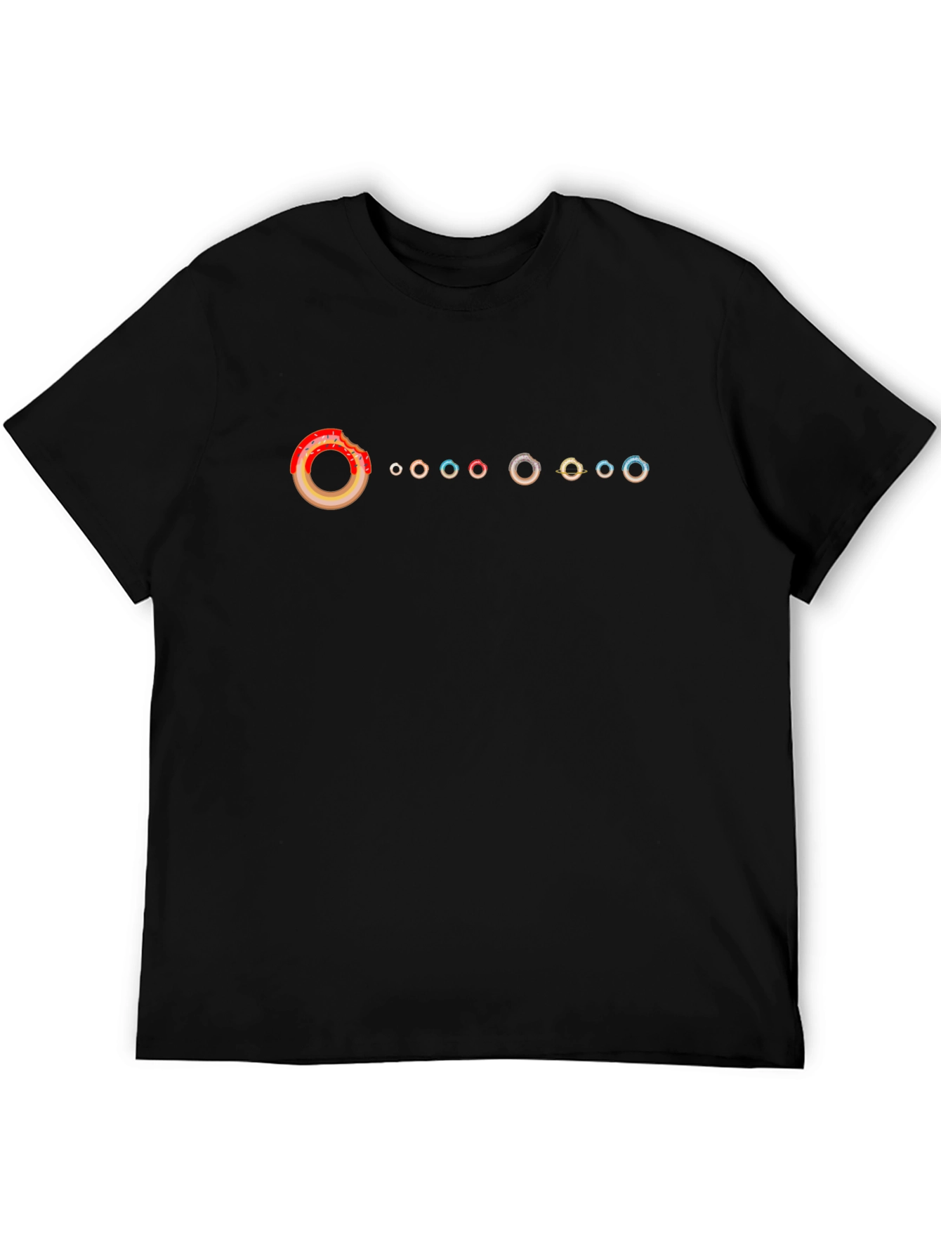 Donut Solar System Black T-Shirt