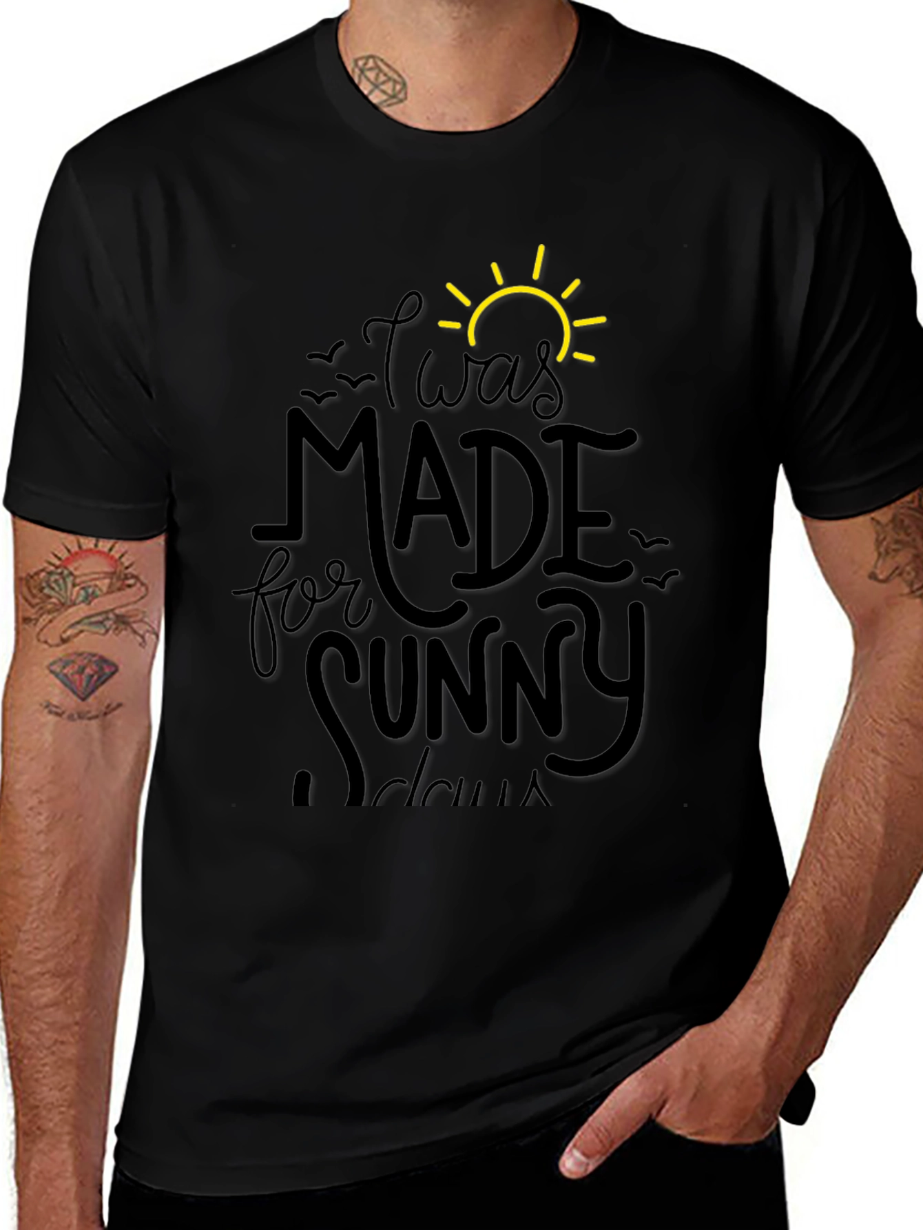 Sunny Days Graphic Tee - Black Cotton T-Shirt