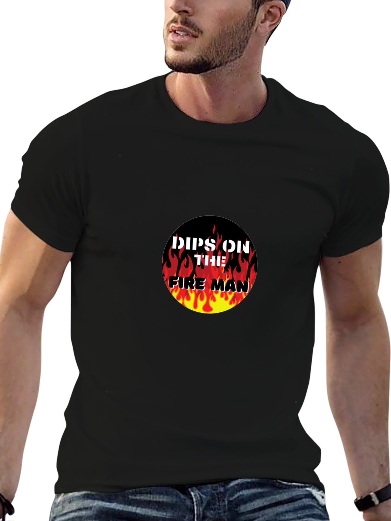 Dips On The Fireman Graphic Black T-Shirt