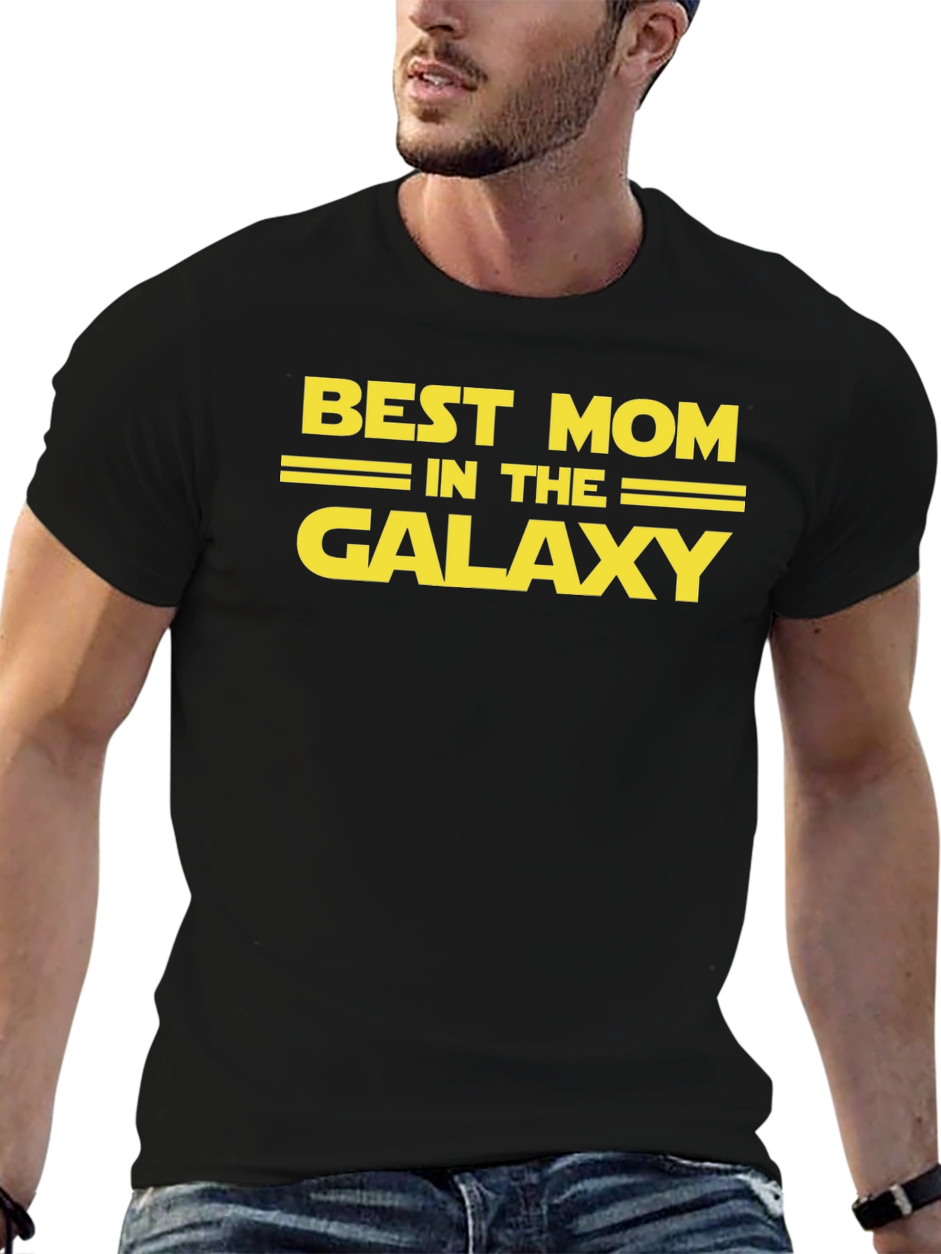 Best Mom in the Galaxy Black Graphic Tee
