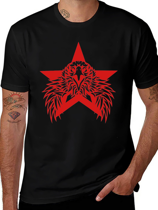 Red Eagle Star Graphic Black T-Shirt