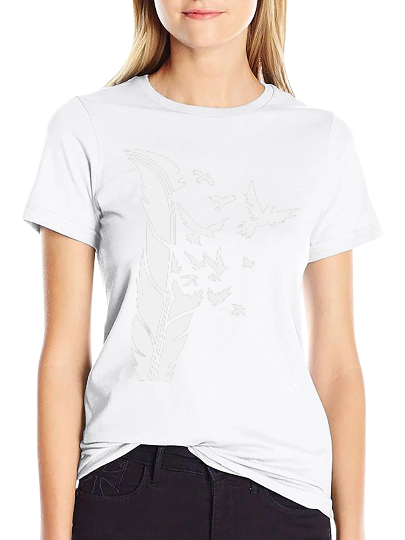 Feather Bird Graphic Tee - Black