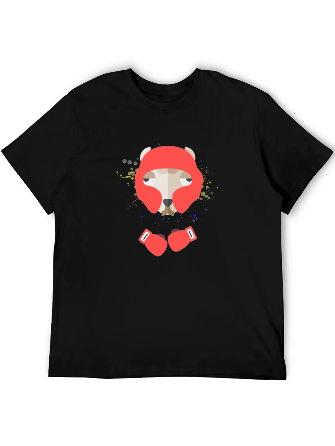 Boxer Dog Graphic Tee - Black Cotton T-Shirt