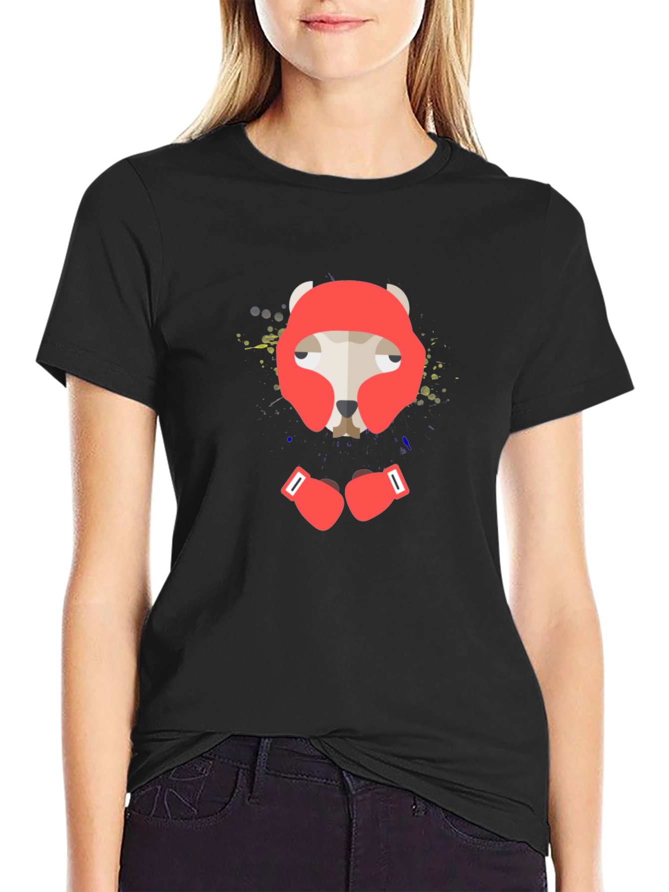 Boxer Dog Graphic Tee - Black Cotton T-Shirt