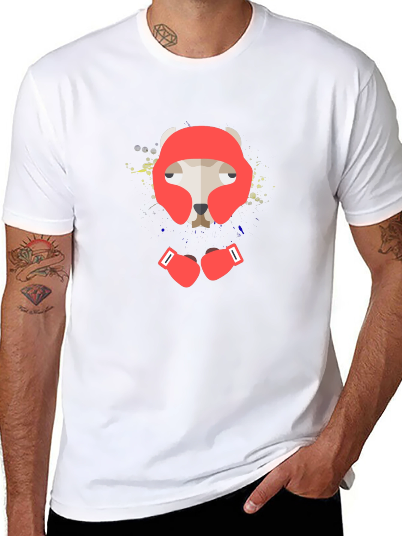 Boxer Dog Graphic Tee - Black Cotton T-Shirt