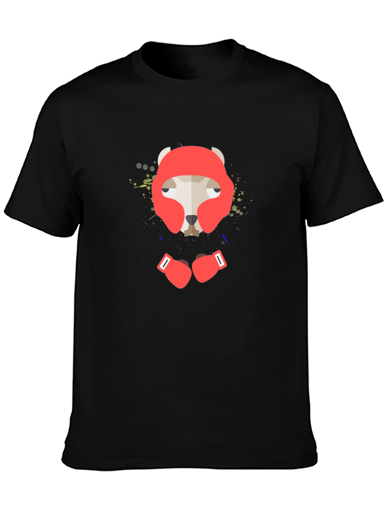 Boxer Dog Graphic Tee - Black Cotton T-Shirt