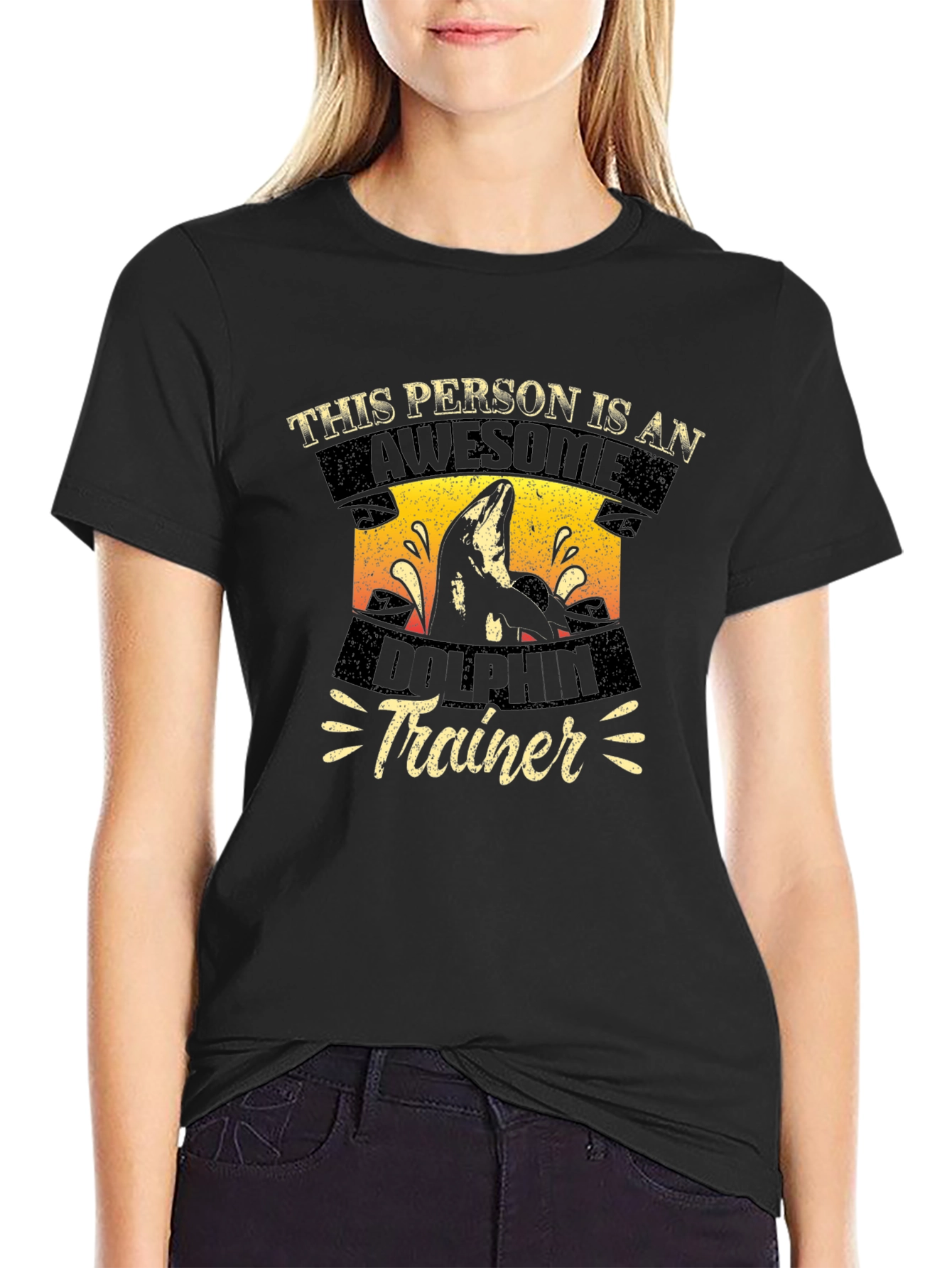 Awesome Dolphin Trainer Black T-Shirt