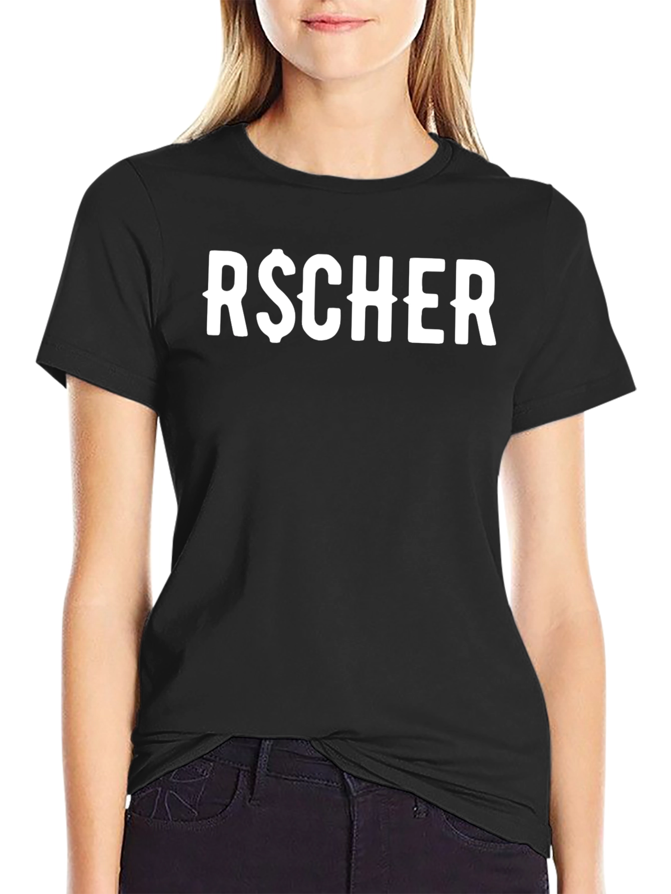 R$CHER Black Graphic Tee - Bold Streetwear Style